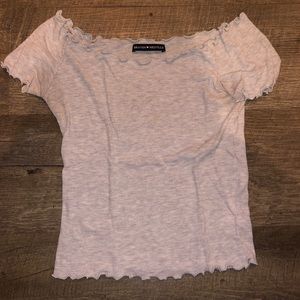 brandy melville grey off the shoulder ruffle